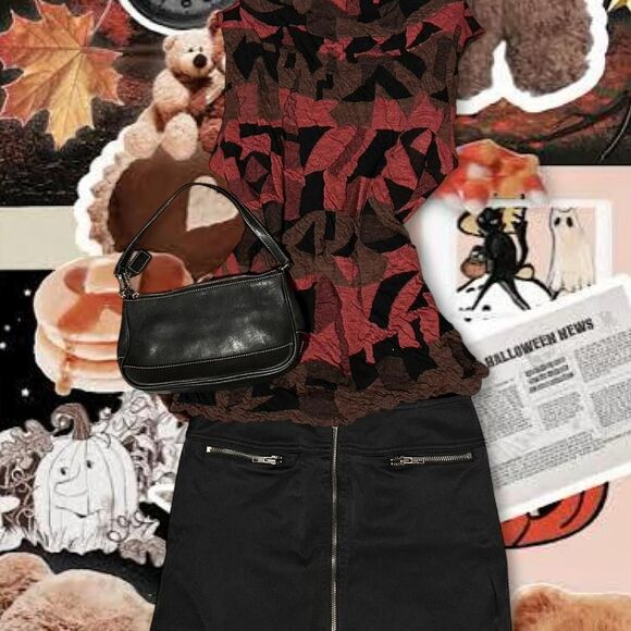 VINTAGE 90's/Y2K EURO Women's Crea Concept Geometric Cowell Neck Blouse - Picture 1 of 3